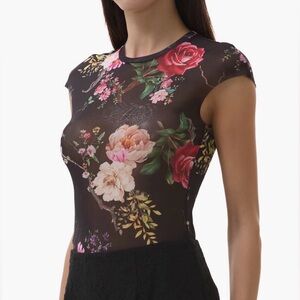 NWT - AFRM Nina Print Cap Sleeve Mesh Top - Medium